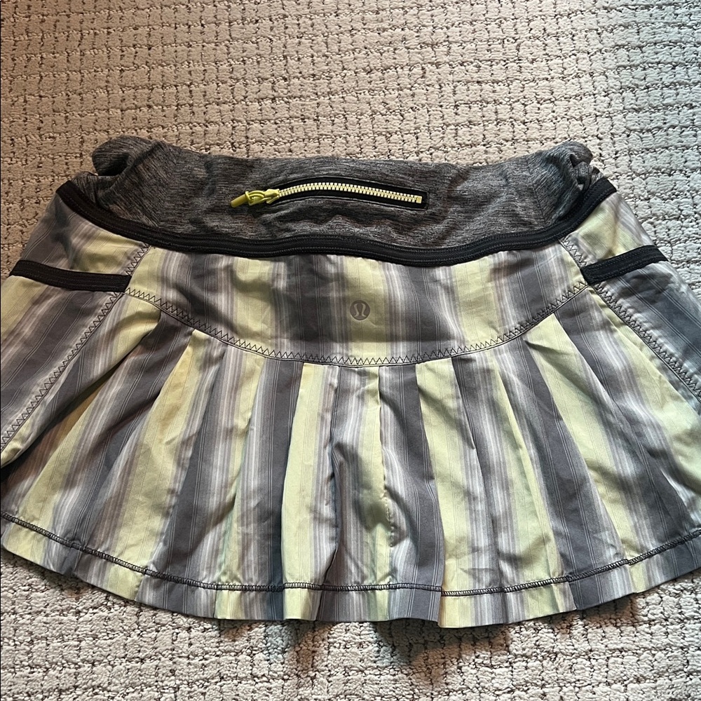 Lululemon Gray and Yellow Striped Mini Skort